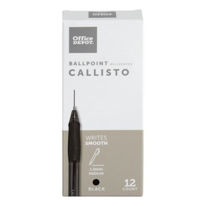 Picture of Office Depot Brand Callisto Soft-Grip Retractable Ballpoint Pens, Medium Point, 1.0 mm, Clear Barrel, Black Ink, Pack Of 12