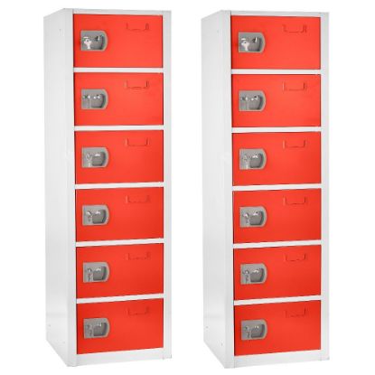 Picture of Alpine 6-Tier Steel Lockers, 72inH x 12inW x 12inD, Red, Pack Of 2 Lockers