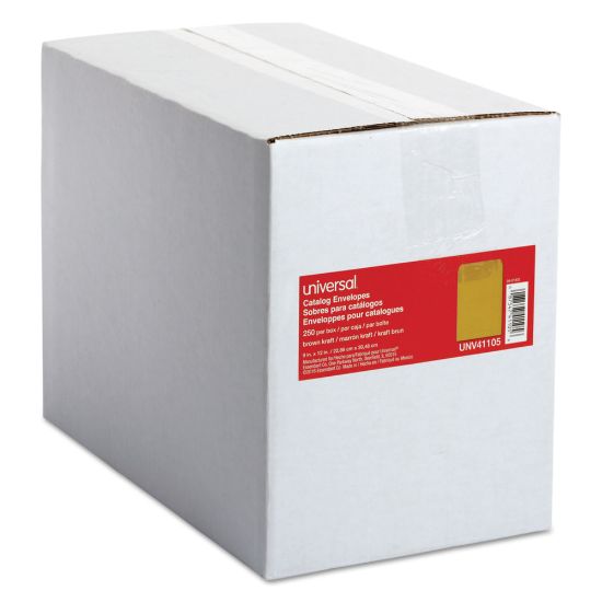 Picture of Universal Center Seam 9in x 12in Manila Catalog Envelopes, Gummed Closure 24 Lb, Brown Kraft, Box Of 250