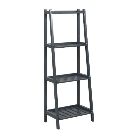 Picture of New Ridge Home Goods Dunnsville 60inH 4-Tier Leaning Ladder Bookcase, Graphite