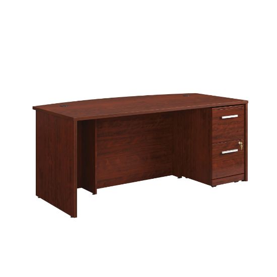 Picture of Sauder Affirm Collection 72inW Executive Bowfront Desk With 2-Drawer Mobile Pedestal File, Classic Cherry