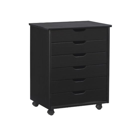 Picture of Linon Casimer 6-Drawer Wide Rolling Home Office Storage Cart, Black