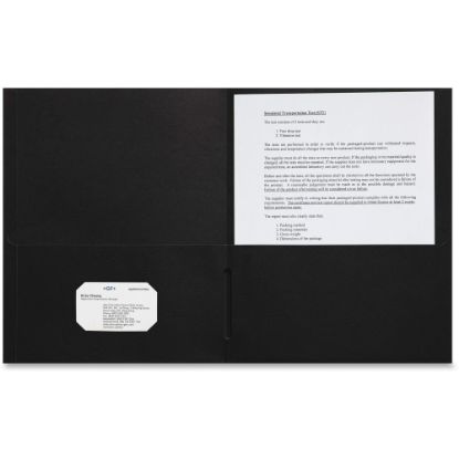 Picture of Sparco Leatherette Portfolio, 8-1/2in x 11in, 2 Pocket, Black, Box of 25