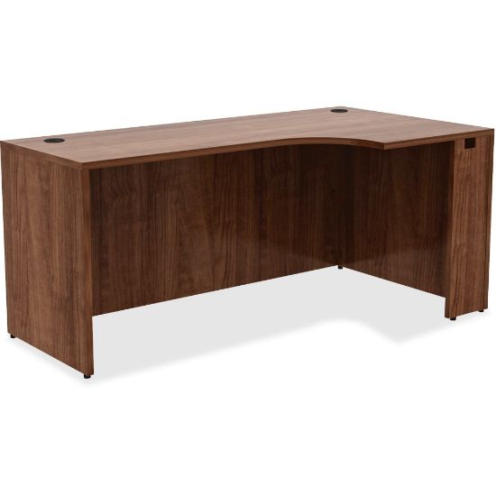 Picture of Lorell Essentials 66inW Right Corner Computer Desk Credenza, 66inW Computer Desk, Walnut