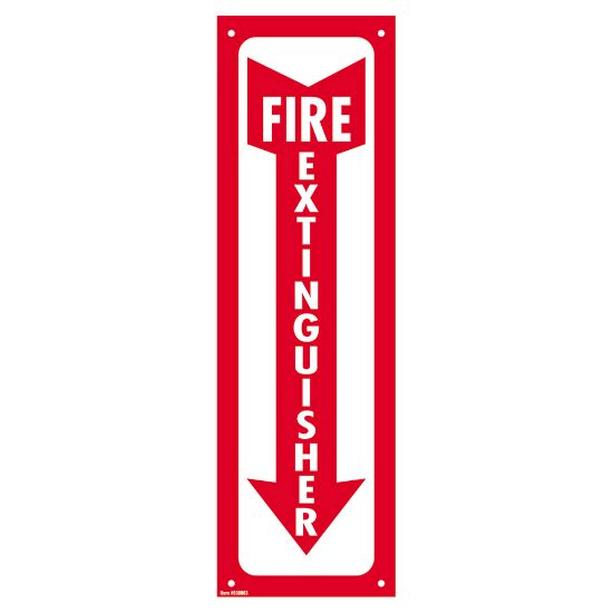 Picture of Cosco Glow-In-The-Dark Fire Extinguisher Sign, 4in x 13in, Red/White