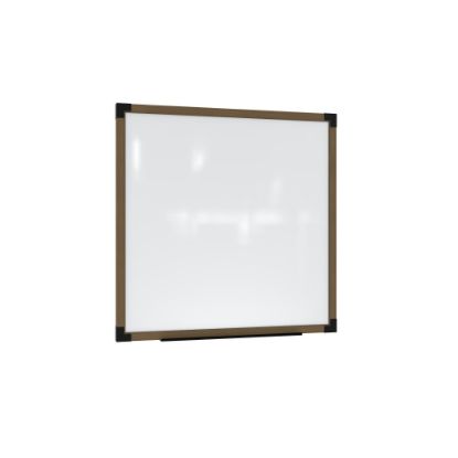 Picture of Ghent Prest Magnetic Dry-Erase Whiteboard, Porcelain, 50-1/4in x 50-1/4in, White, Driftwood Frame