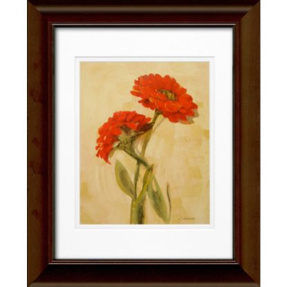 Picture of Timeless Frames Katrina Framed Floral Artwork, 11in x 14in, Brown, Spicy Red Zinnias