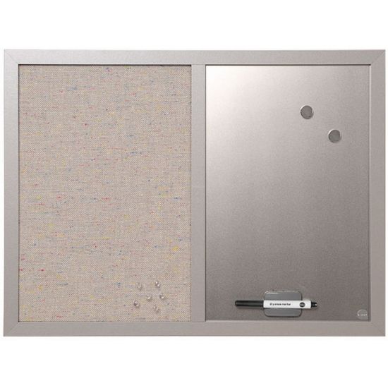 Picture of MasterVision Magentic Fabric/Non-Magnetic Dry-Erase/Bulletin Board, 18in x 24in, Gray Wood Frame