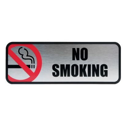 Picture of Cosco Brushed Metal "No Smoking" Sign, 3inx 9in, Silver