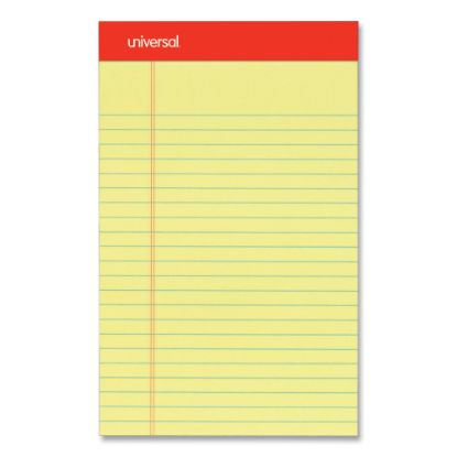 Picture of Universal Perforated Ruled Writing Pads, Narrow Rule, 5in x 8in, Canary Yellow, Pack Of 12 Pads