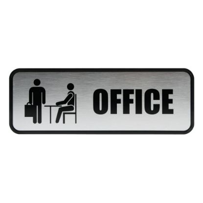 Picture of Cosco Brushed Metal "Office" Sign, 3in x 9in