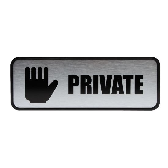 Picture of Cosco Brushed Metal "Private" Sign, 3in x 9in