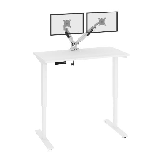 Picture of Bestar Viva Electric 48inW Standing Desk With Dual Monitor Arms, White