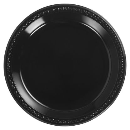 Picture of Chinet Heavyweight Round Plastic Plates, 10 1/4in, Black, 125 Plates Per Pack, Carton Of 4 Packs