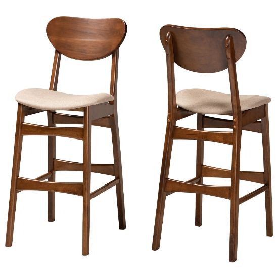 Picture of Baxton Studio Katya Bar Stools, Sand/Walnut Brown, Set Of 2 Stools