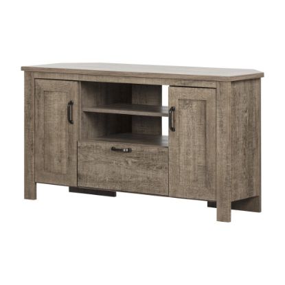 Picture of South Shore Lionel Corner TV Stand, 26inH x 47-3/4inW x 17-1/2inD, Weathered Oak