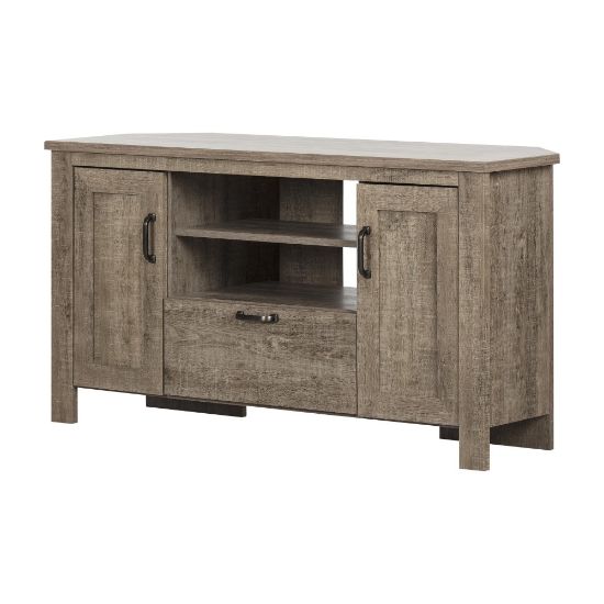 Picture of South Shore Lionel Corner TV Stand, 26inH x 47-3/4inW x 17-1/2inD, Weathered Oak