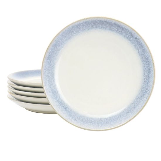 Picture of Martha Stewart 6-Piece Stoneware Salad Plate Set, 8-1/4in, Blue Rim