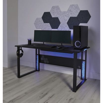 Picture of RS Gaming Mergence 60inW RGB Gaming Computer Desk With 10 Acoustic Panels, Black