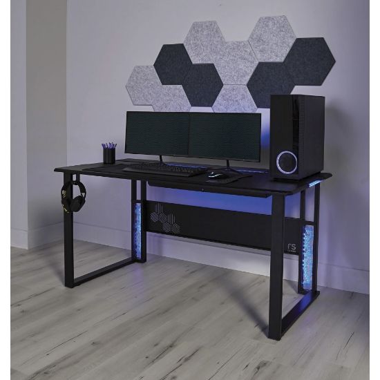 Picture of RS Gaming Mergence 60inW RGB Gaming Computer Desk With 10 Acoustic Panels, Black