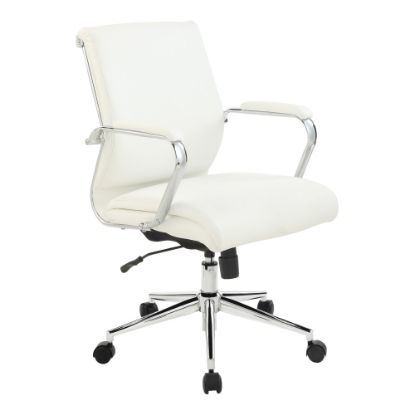 Picture of Office Star Dillon Ergonomic Fabric Mid-Back Manager's Chair, Snow/Chrome