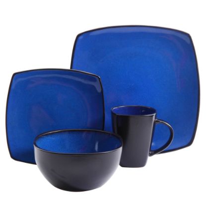 Picture of Gibson Elite Soho Lounge 16-Piece Soft Square Dinnerware Set, Blue