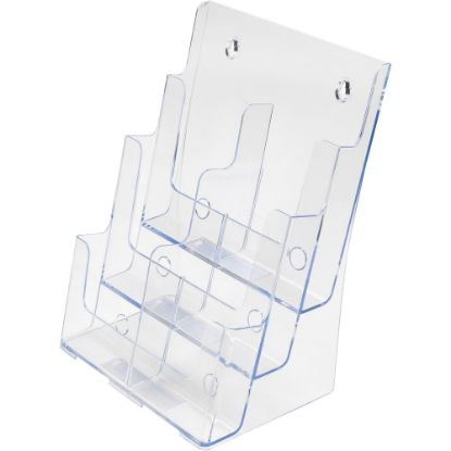 Picture of deflecto 6-Leaflet Tiered Desktop Lit. Holder - 6 Pocket(s) - 3 Tier(s) - 13.8in Height x 9in Width x 7.5in Depth - Desktop, Wall Mountable - Clear - Plastic - 1Each