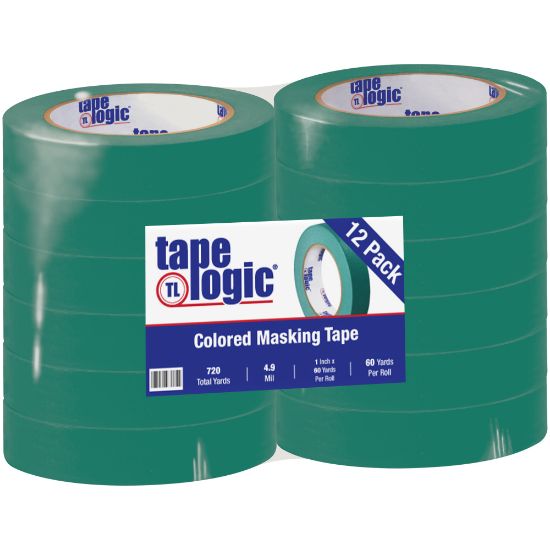 Picture of Tape Logic Color Masking Tape, 3in Core, 1in x 180ft, Dark Green, Case Of 12