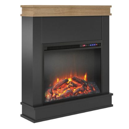 Picture of Ameriwood Home Mateo Fireplace With Mantel, 32-7/8inH x 29-3/4inW x 7-3/4inD, Black