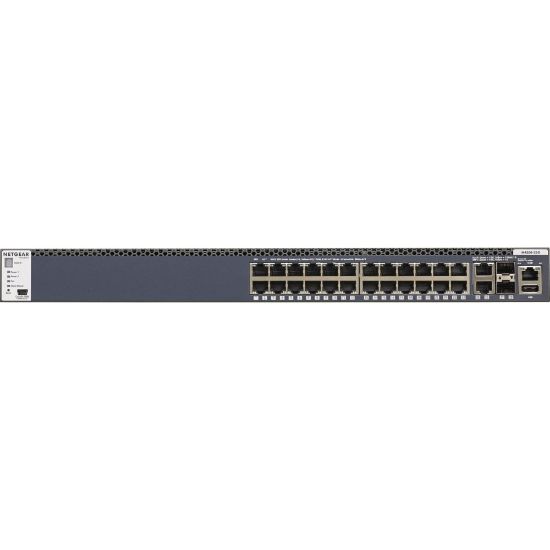 Picture of Netgear M4300 24x1G Stackable Managed Switch with 2x10GBASE-T and 2xSFP+ - 26 Ports - Manageable - Gigabit Ethernet, 10 Gigabit Ethernet - 10GBase-T, 1000Base-T, 10GBase-X - 3 Layer Supported - Modular - 1U High