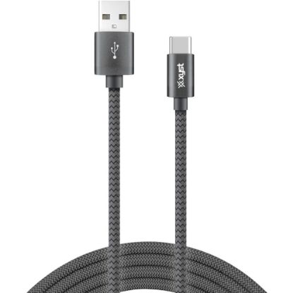 Picture of Bower Charge and Sync USB to USB-C Braided Cable, 10 Ft. (Black) - 10 ft USB/USB-C Data Transfer Cable - First End: 1 x USB 2.0 Type C- Male - Second End: 1 x USB Type A - Male - Black