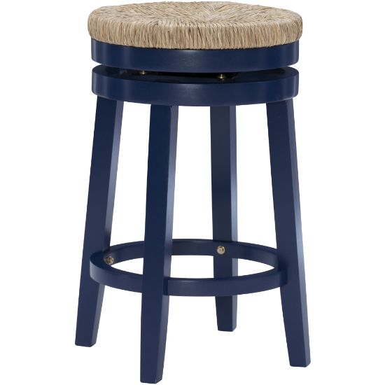 Picture of Powell Mabon Backless Swivel Counter Stool, Navy/Natural