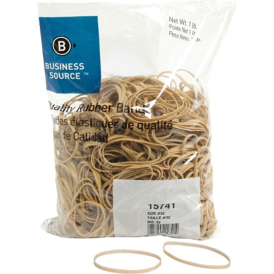 Picture of Business Source Quality Rubber Bands - Size: #32 - 3in Length x 0.1in Width - Sustainable - 700 / Pack - Rubber - Crepe