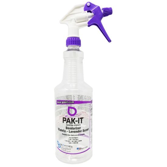 Picture of PAK-IT Color-Matching Trigger Spray Bottle, For Industrial-Strength Deodorizer, Violeta Lavender Scent, 32 Oz, Purple