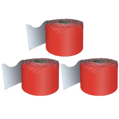 Picture of Carson Dellosa Education Rolled Scalloped Borders, Red, 65ft Per Roll, Pack Of 3 Rolls