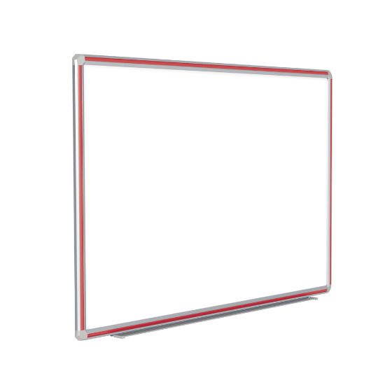 Picture of Ghent DecoAurora Magnetic Dry-Erase Whiteboard, Porcelain, 48in x 96in, White, Red Aluminum Frame