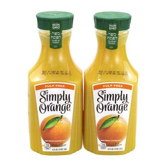 Picture of Simply Orange Pulp-Free Orange Juice, 52 Oz, Pack Of 2 Bottles