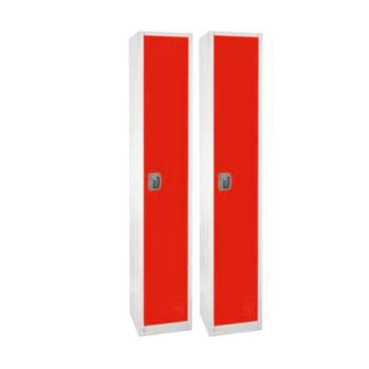 Picture of Alpine 1-Tier Steel Lockers, 72inH x 12inW x 12inD, Red, Set Of 2 Lockers