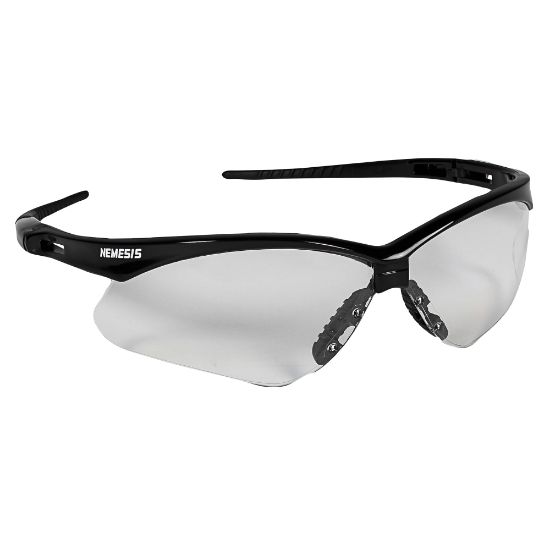 Picture of Kleenguard V30 Nemesis Safety Eyewear with KleenVision - Universal Size - Ultraviolet Protection - Clear Lens - Black Frame - Wraparound Frame, Anti-fog, Lightweight, Slip Resistant, Neck Cord - 1 Each