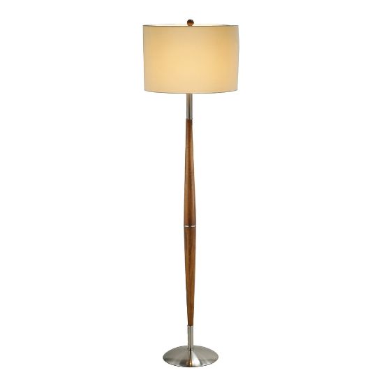 Picture of Adesso Hudson Floor Lamp, 61inH, White Shade/Brushed Steel Base