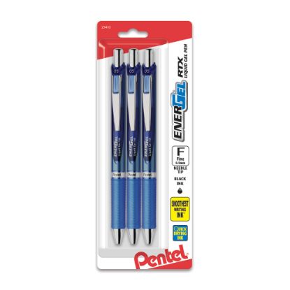 Picture of Pentel EnerGel Deluxe RTX Retractable Pens, Needle Point, 0.5 mm, Assorted Barrels, Blue Ink, Pack Of 3