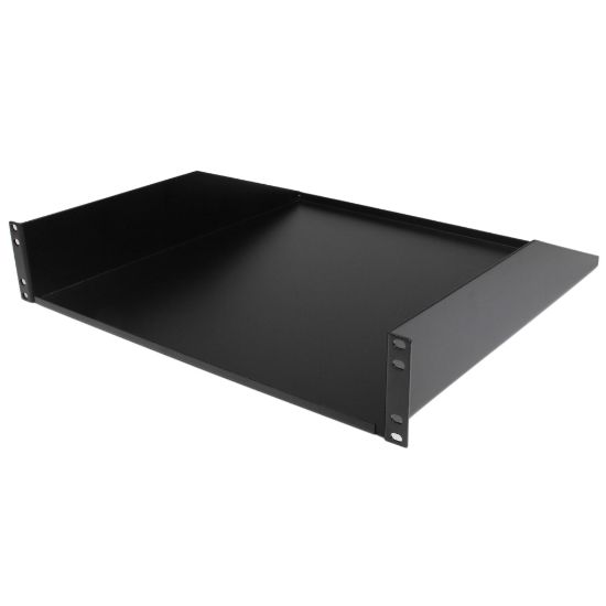 Picture of StarTech.com 2U Rack Mount Cantilever Shelf - Heavy Duty Fixed Server Rack Cabinet Shelf - 125lbs / 56kg - For Server - 2U Rack Height x 19in Rack Width x 18in Rack Depth - Rack-mountable - Black - SPCC - 125 lb Static/Stationary Weight Capacity