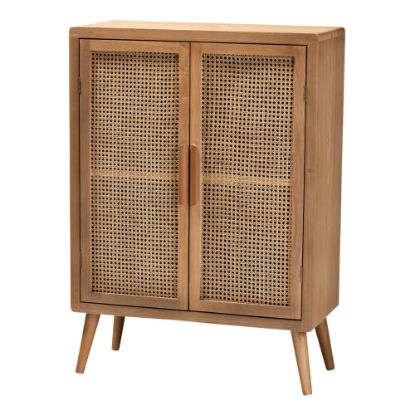 Picture of Baxton Studio 45inH Modern Rattan Accent Storage Cabinet, Medium Oak