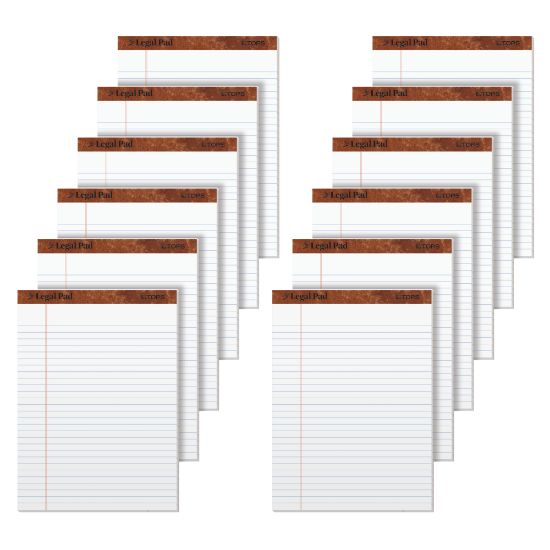 Picture of TOPS The Legal Pad Perforated Writing Pads, 8 1/2in x 11 3/4in, Legal Ruled, 50 Sheets, White/Blue, Pack Of 12