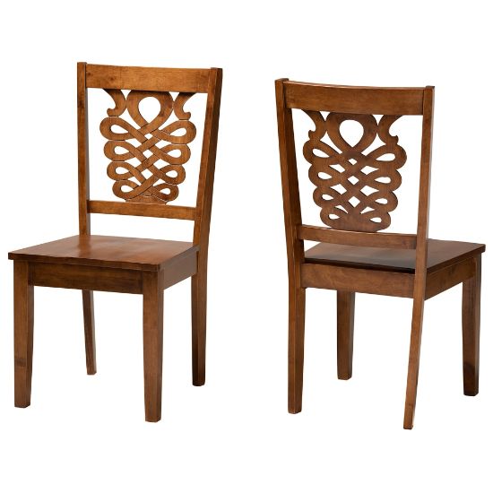 Picture of Baxton Studio Gervais Dining Chairs, Walnut Brown, Set Of 2 Dining Chairs