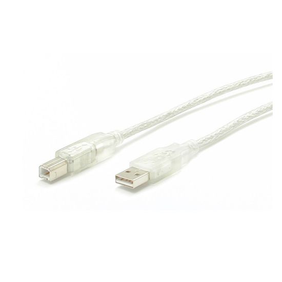 Picture of StarTech.com Transparent USB 2.0 cable - 4 pin USB Type A (M) - 4 pin USB Type B (M) - 10 ft - Connect USB 2.0 peripherals to your computer