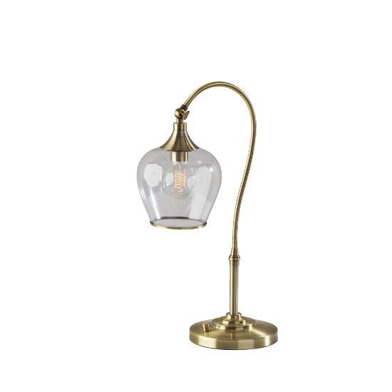 Picture of Adesso Bradford Desk Lamp, 23-1/4inH, Antique Brass Base/Clear Shade