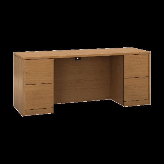 Picture of HON 10500 H105900 Kneespace Credenza - 2-Drawer - 72in x 24in x 29.5in x 1.1in - 2 - Material: Wood - Finish: Harvest, Laminate