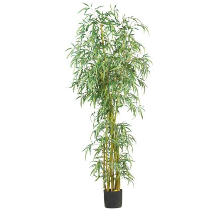 Picture of Nearly Natural 7ftH Silk Curved Slim Bamboo Tree With Pot, Green