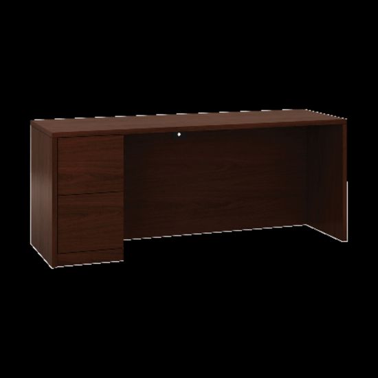 Picture of HON 10700 Series Left-Pedestal Credenza - 72in x 24in x 29.5in x 1.1in - 2 x File Drawer(s) - Single Pedestal on Left Side - Square Edge - Material: Wood - Finish: Laminate, Mahogany